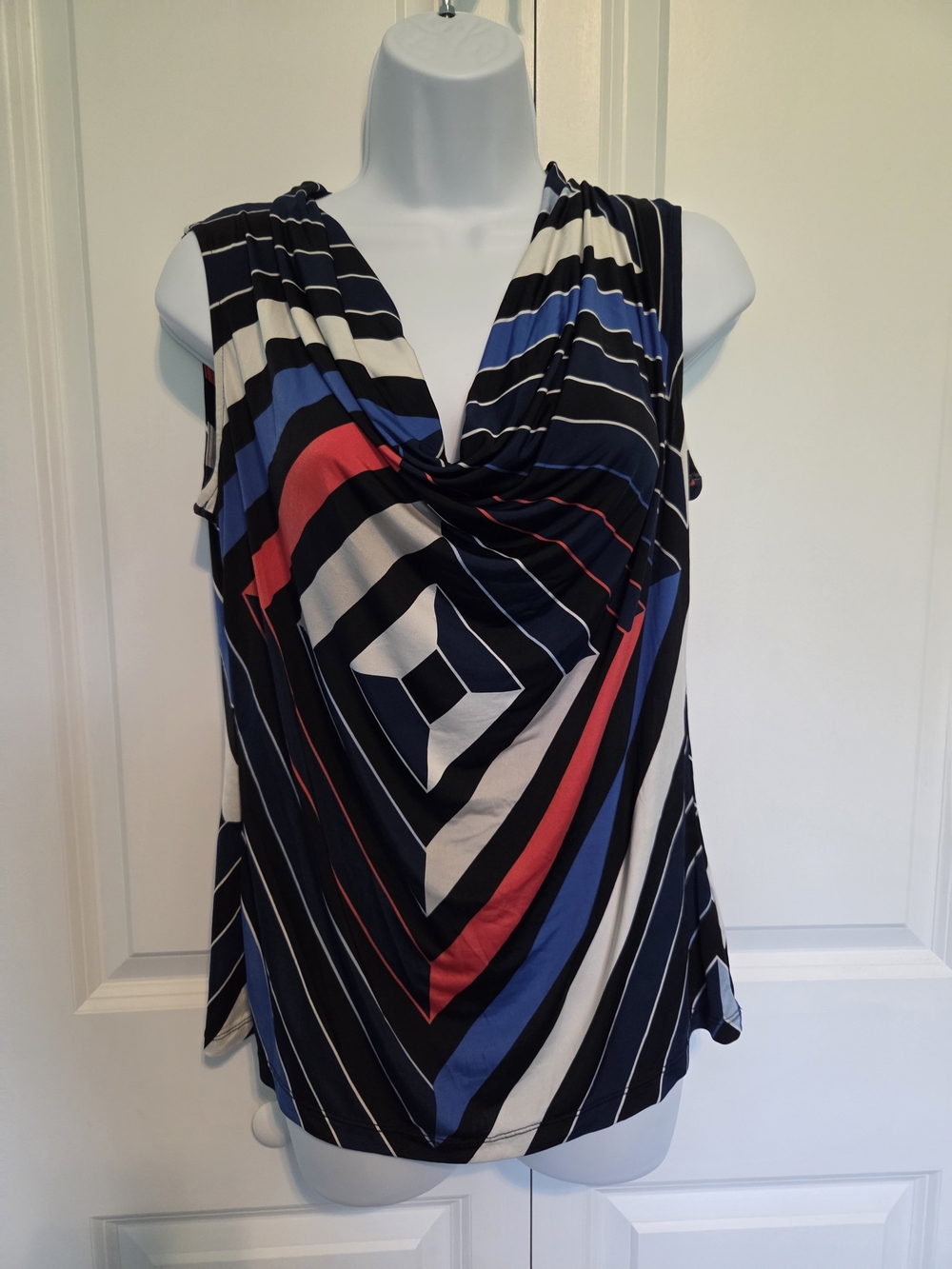 Worthington Geometric Stripe Cowl Neck Camisole